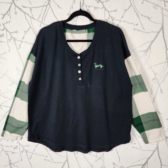 Peter Alexander Cotton Modal Dachsund Plaid Pajama Top - Picture 1 of 4